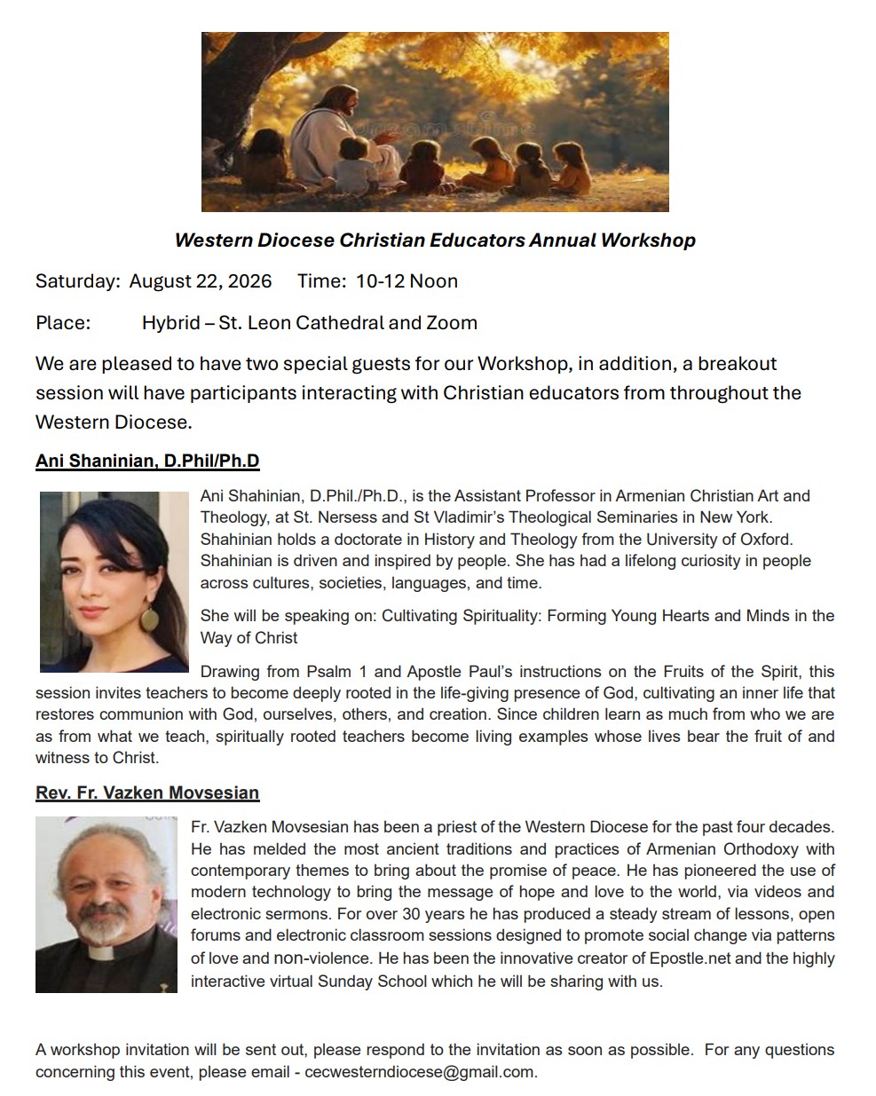 2026 Western Diocese Christian Educators Annual Workshop flyer